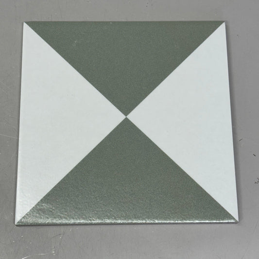 MUTINA (16 Tiles) Spain Encaustic Tiles 8" x 8" Green & White NDM30