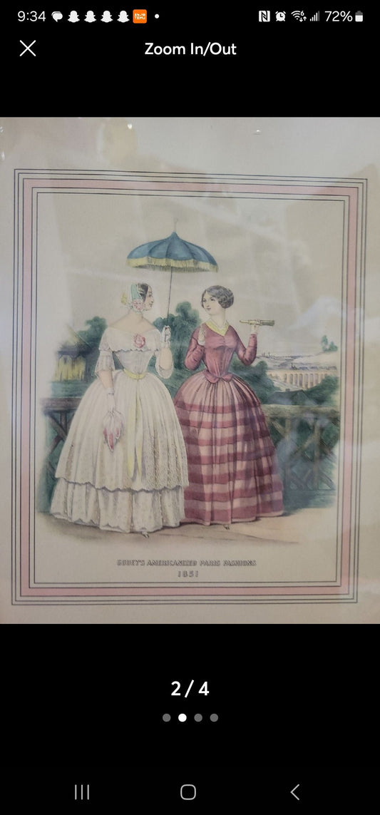 Antique Victorian fashion Print Picture French Paris 1851