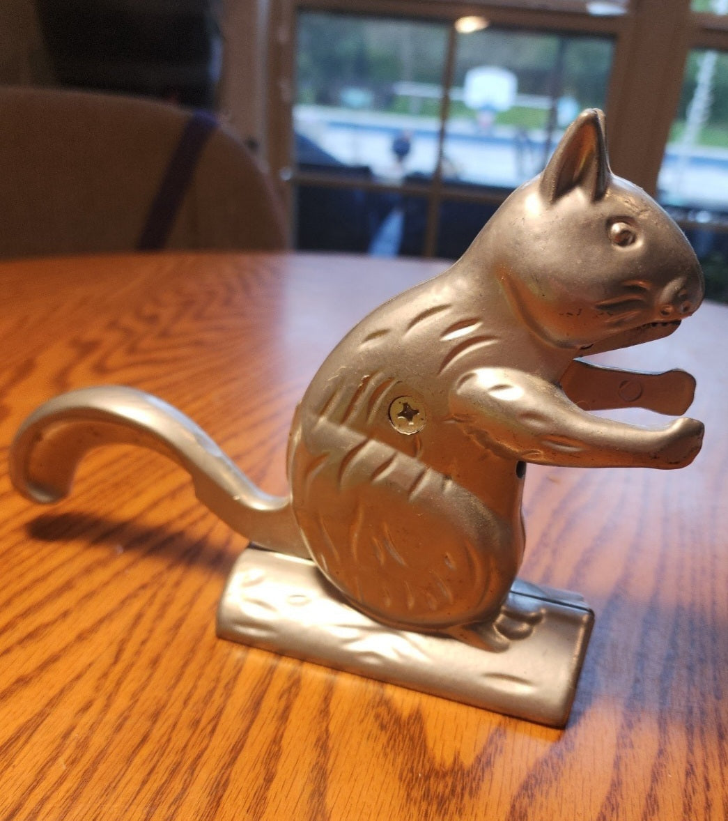 Vintage Charming Aluminum Squirrel Nutcracker