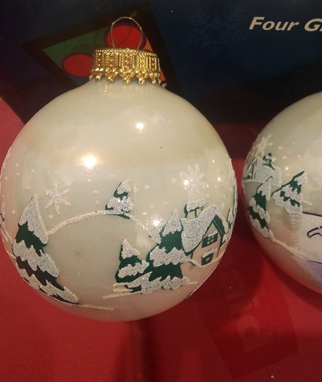 Vintage Disney Mickey & Minnie Mouse Ice Skating Christmas Ornaments (Set of 3)