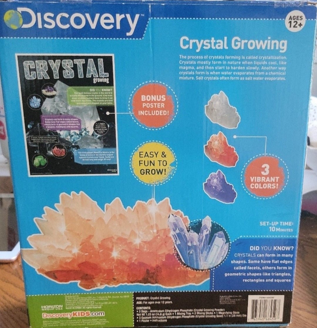Discovery Crystal Growing Kit 3 Vibrant Colors STEM Learning Toy, plus poster - I Bought a Yard Sale