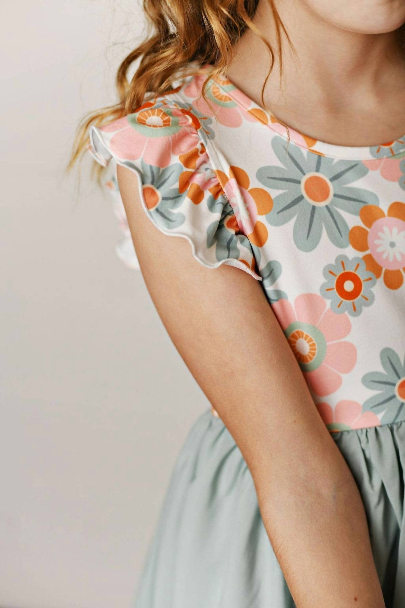 Girls Retro Daisy Hi - lo Flutter Sleeve Dress - I Bought a Yard Sale