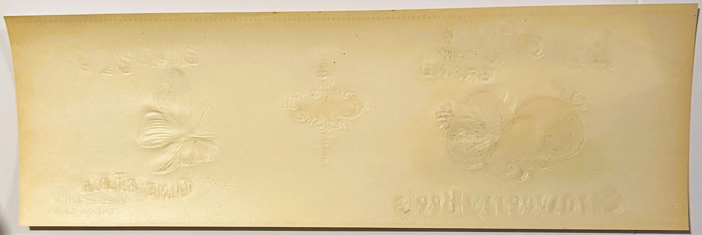 Antique 1900s Butterfly Gold Embossed Strawberry Beets Label