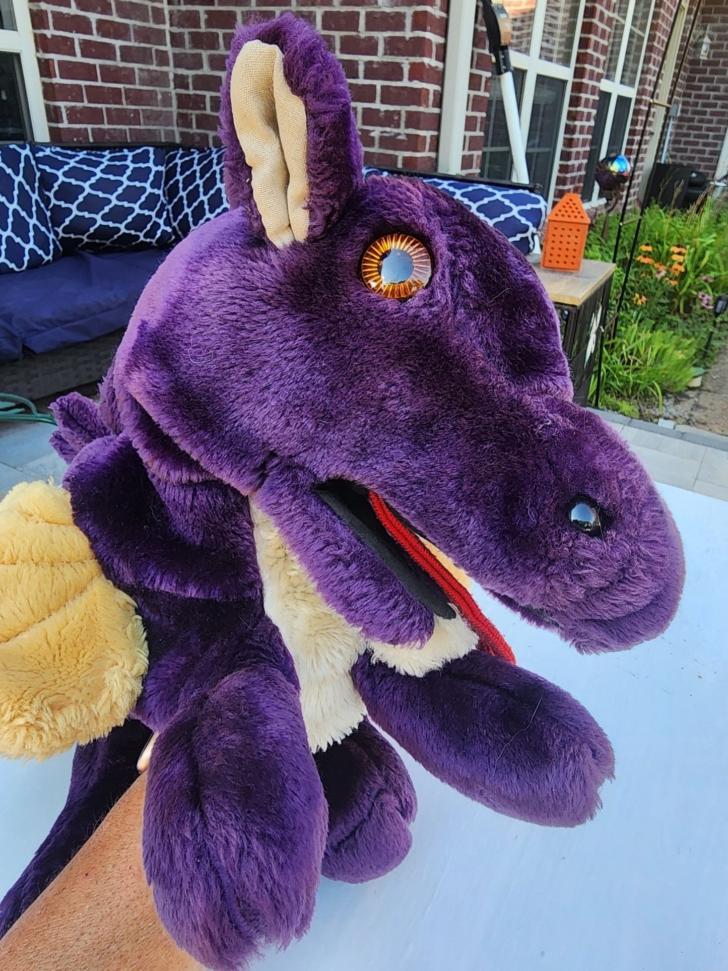Lucy’s Toys Magnificent Dragon Hand Puppet Purple Gold Vintage - Plush aprox. 25" Large - I Bought a Yard Sale