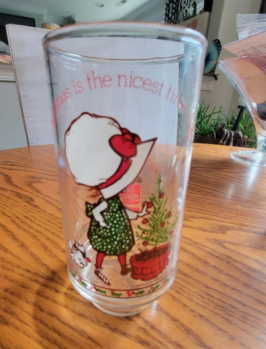 Vintage Holly Hobbie Christmas Glasses Coca Cola set of 3