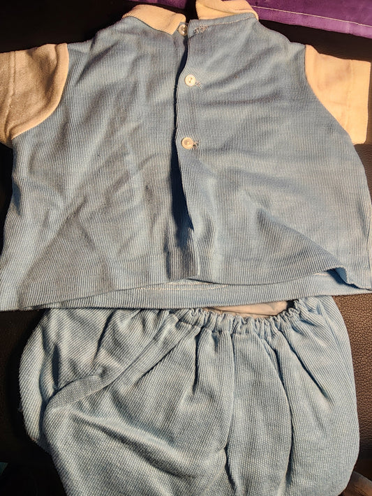Vintage 1950s blue Baby outfit Wash N Wear on Tag 3m