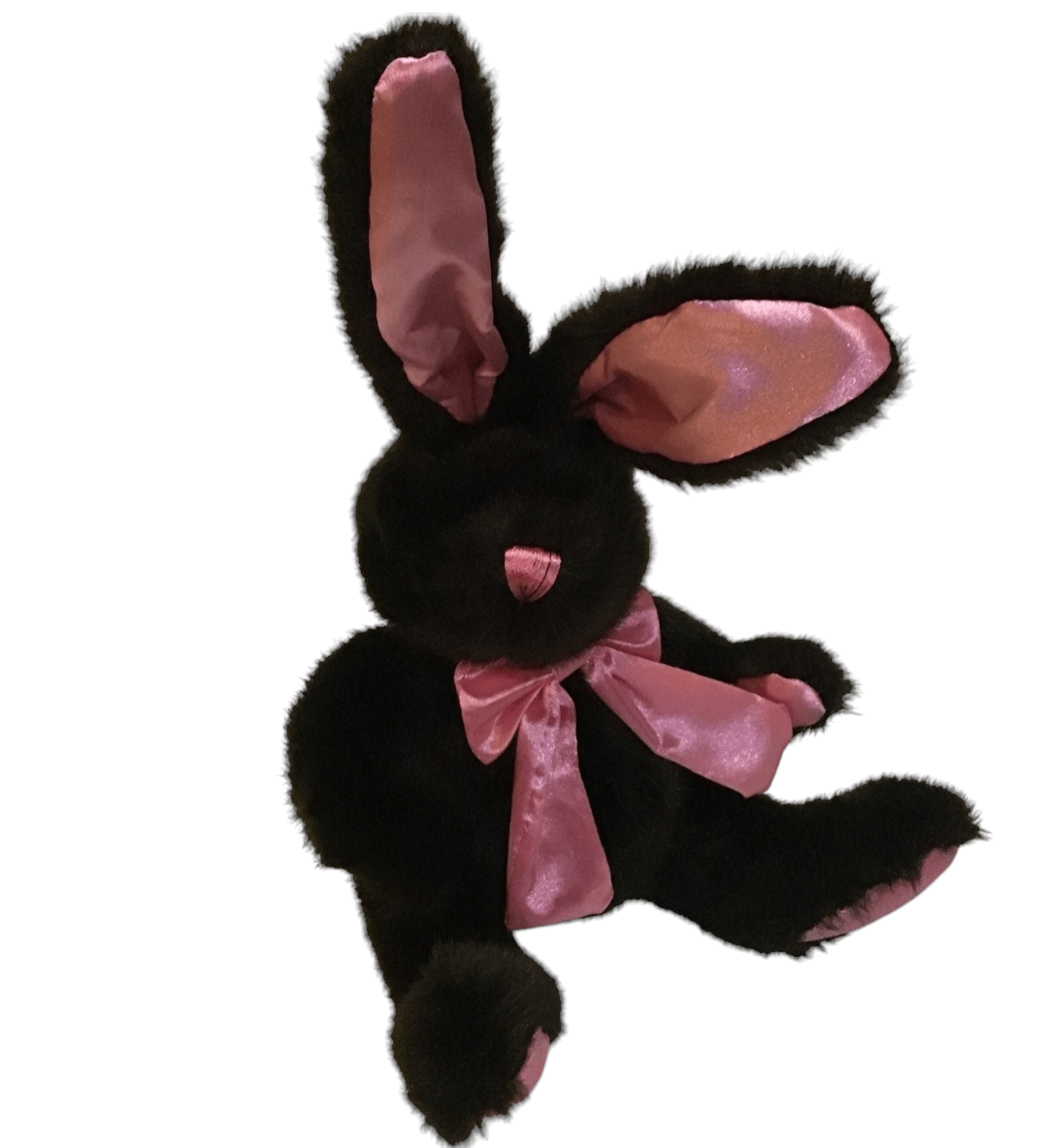 Soft and cuddly plush bunny in chocolate brown and pink, perfect for Easter - I Bought a Yard Sale