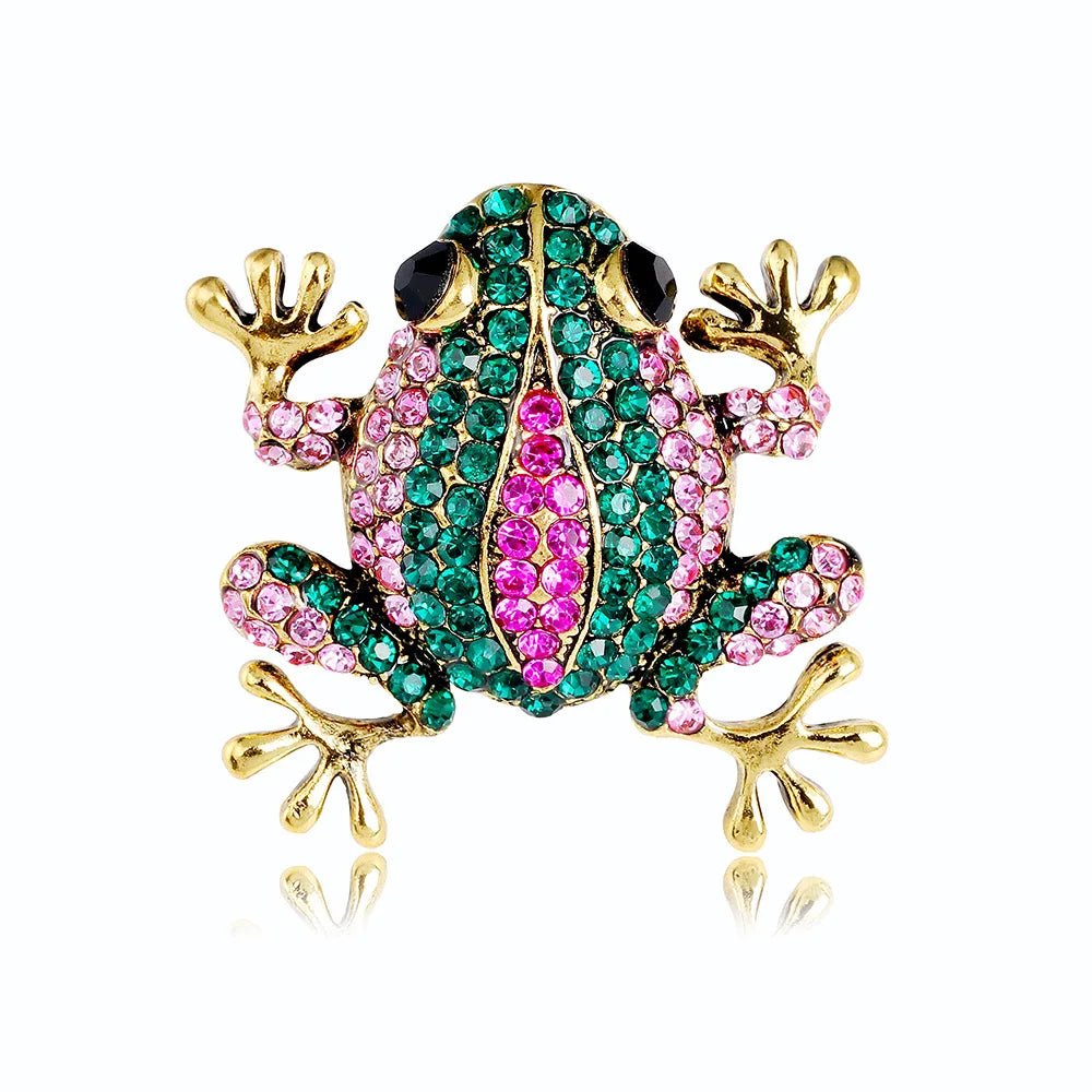 Vintage Rhinestone Frog Brooch Pin - Cute Animal Jewelry - I Bought a Yard Sale