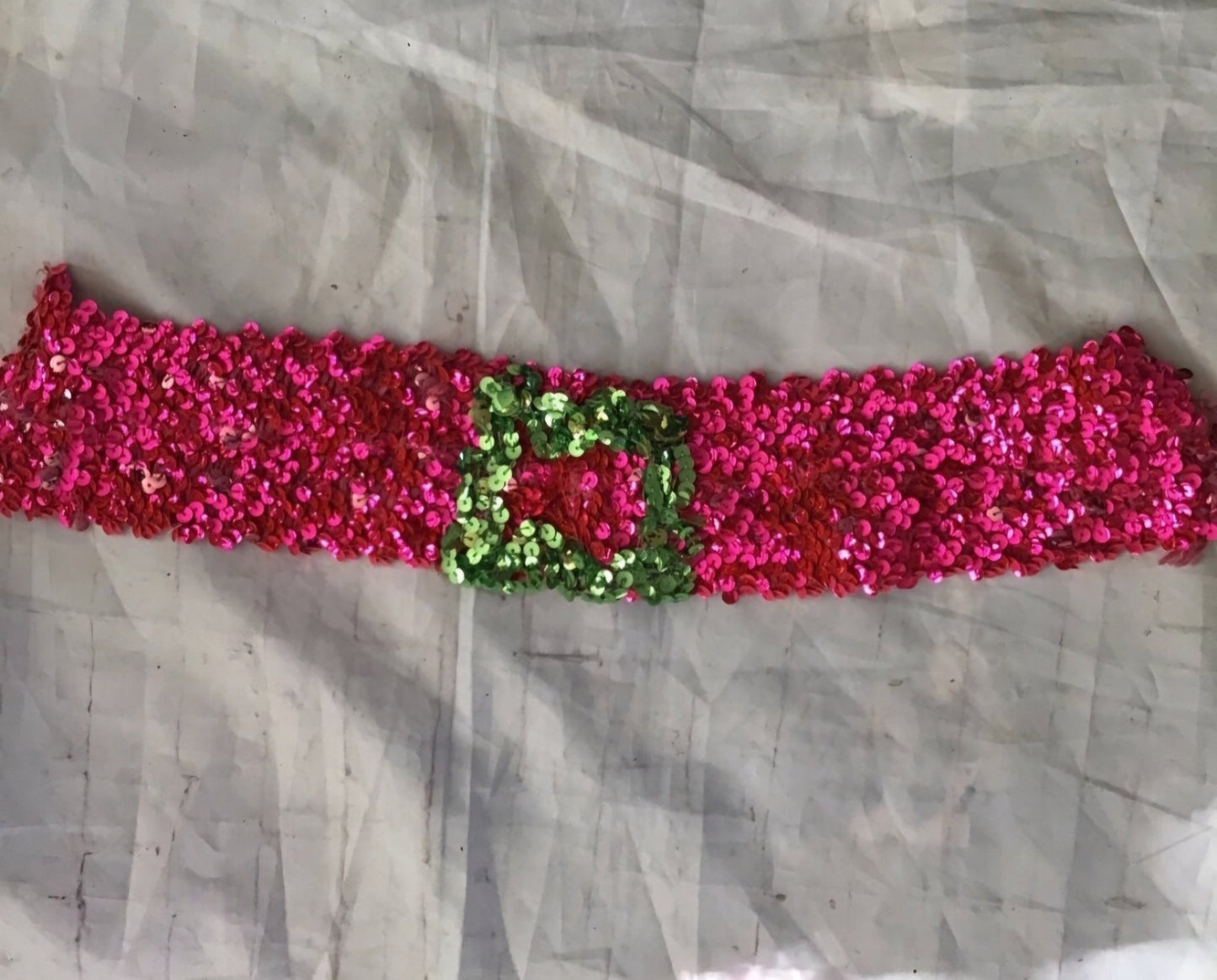 Vintage Sequin belt with lots of stretch neon pink & green - I Bought a Yard Sale