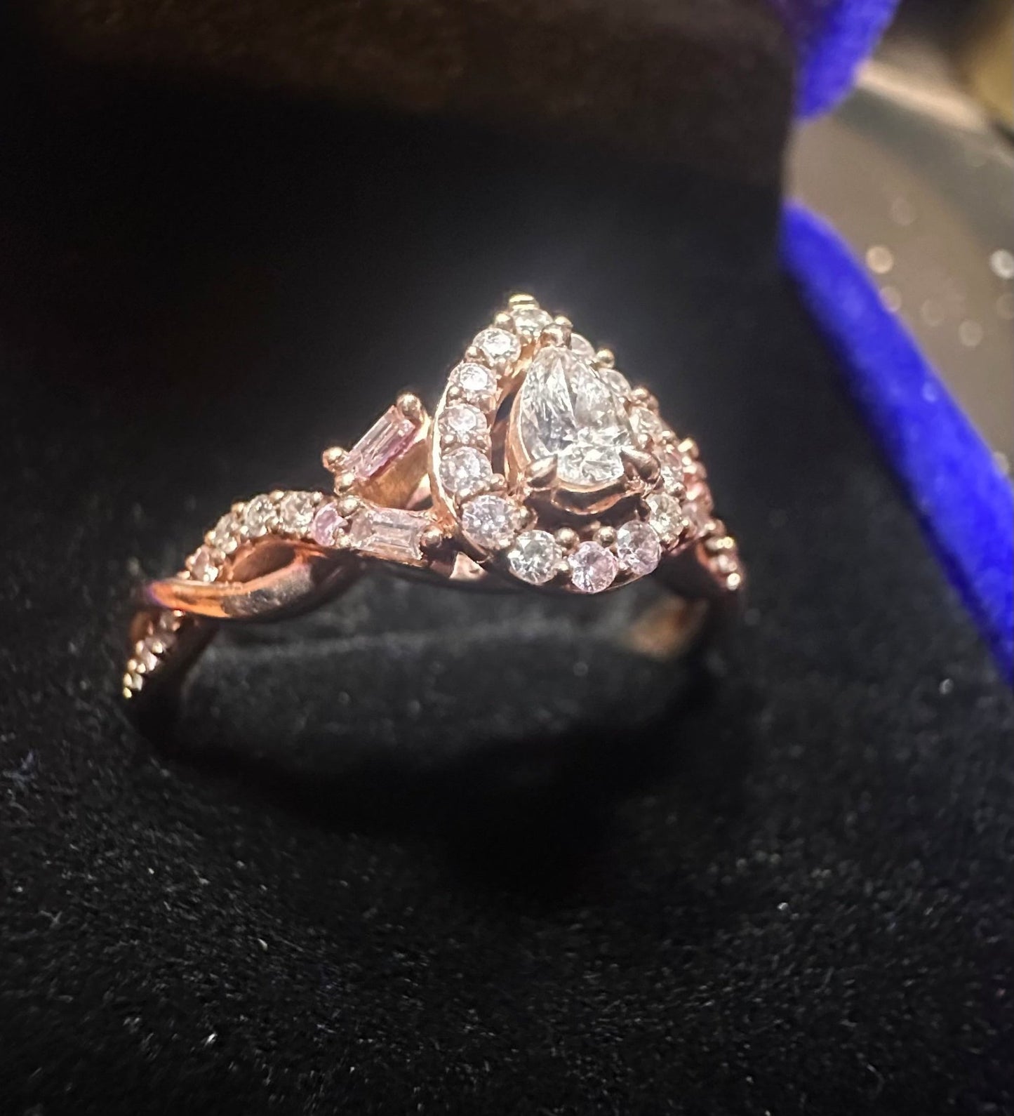 14K Rose Gold Pear Cut Diamond Wedding/Engagement Ring - I Bought a Yard Sale