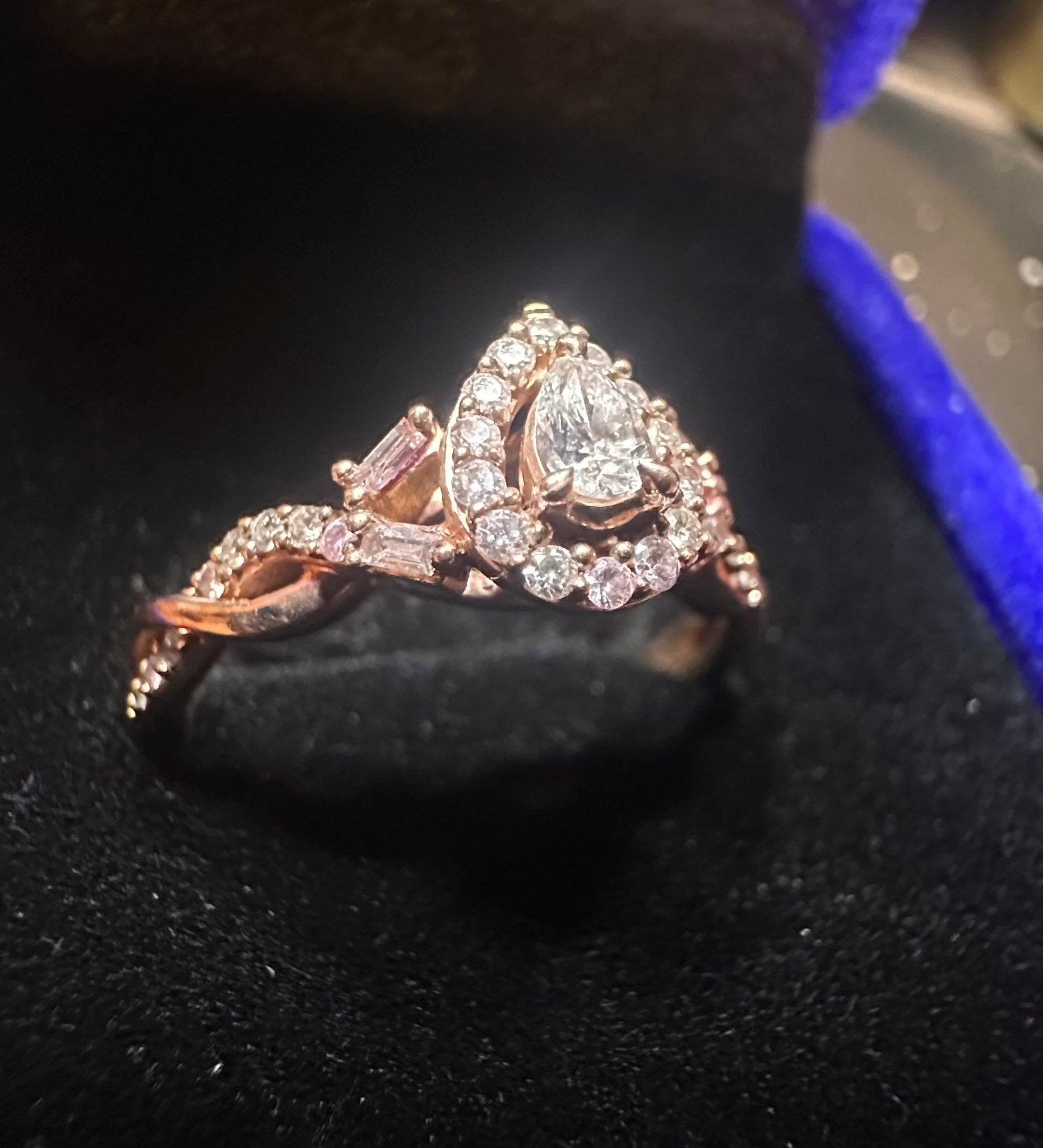 14K Rose Gold Pear Cut Diamond Wedding/Engagement Ring - I Bought a Yard Sale