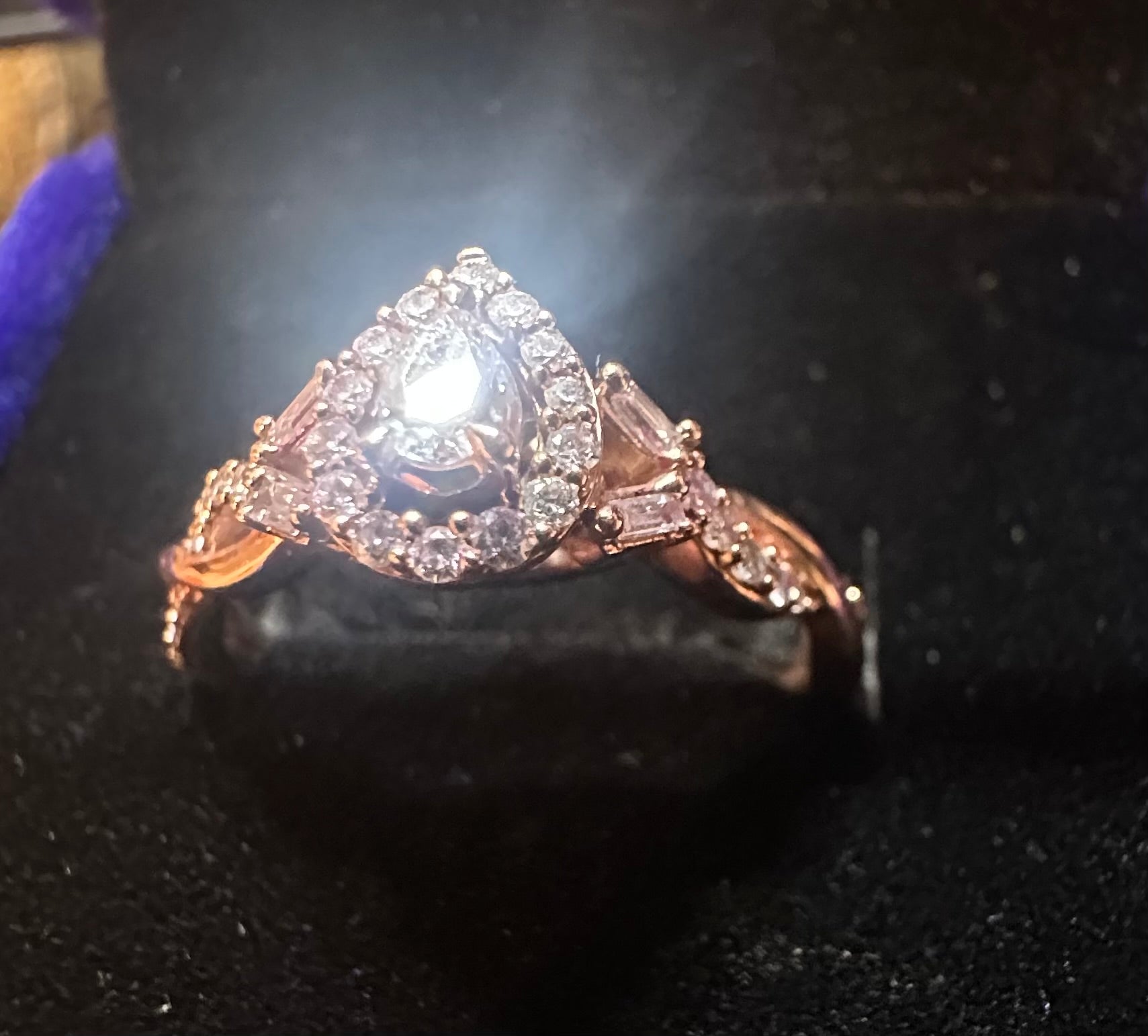 14K Rose Gold Pear Cut Diamond Wedding/Engagement Ring - I Bought a Yard Sale