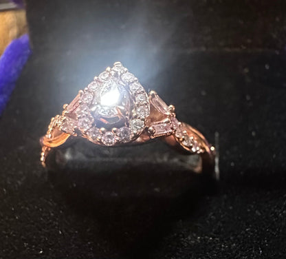 14K Rose Gold Pear Cut Diamond Wedding/Engagement Ring - I Bought a Yard Sale