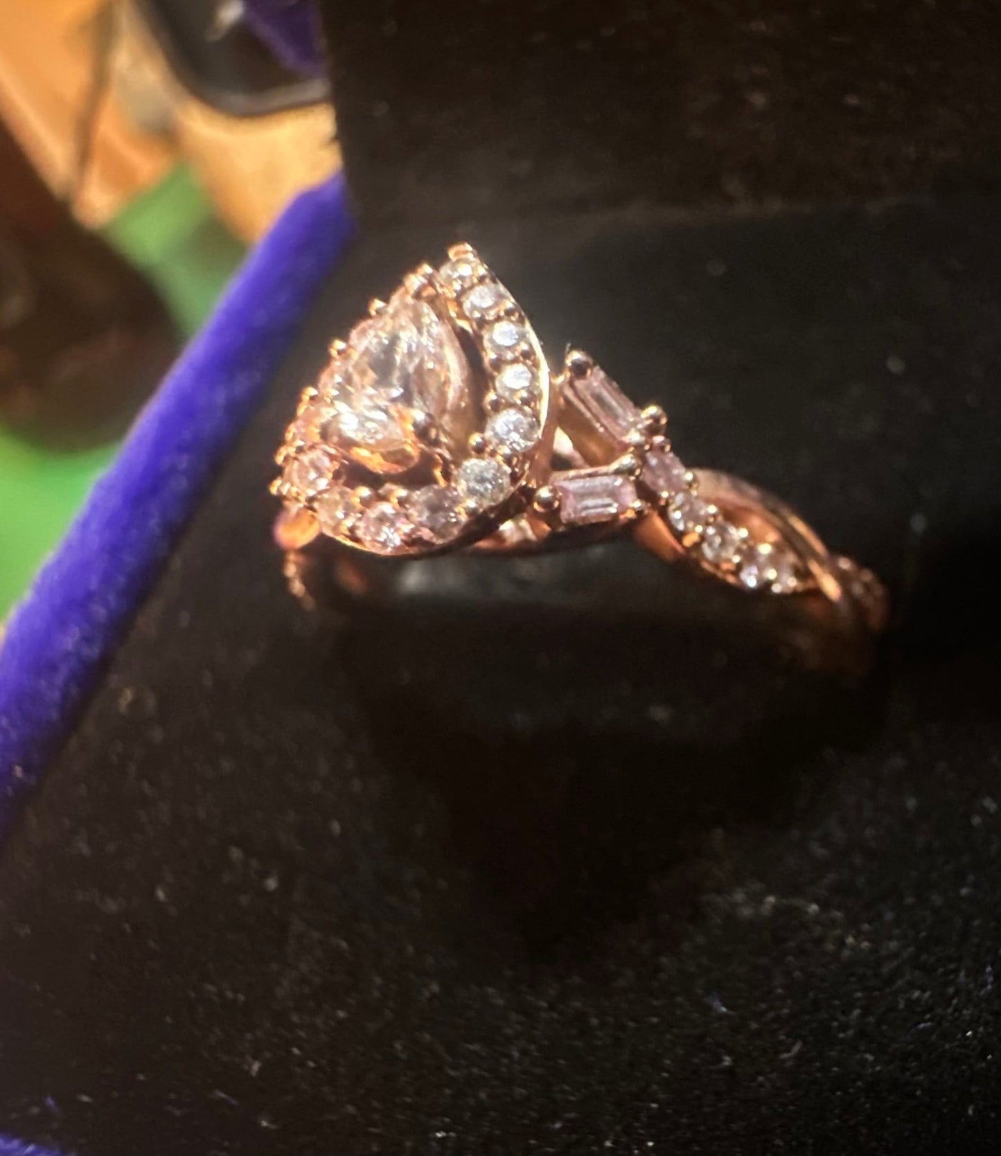 14K Rose Gold Pear Cut Diamond Wedding/Engagement Ring - I Bought a Yard Sale