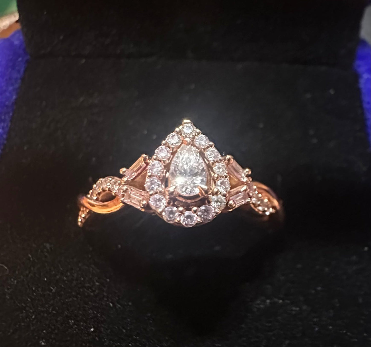 14K Rose Gold Pear Cut Diamond Wedding/Engagement Ring - I Bought a Yard Sale