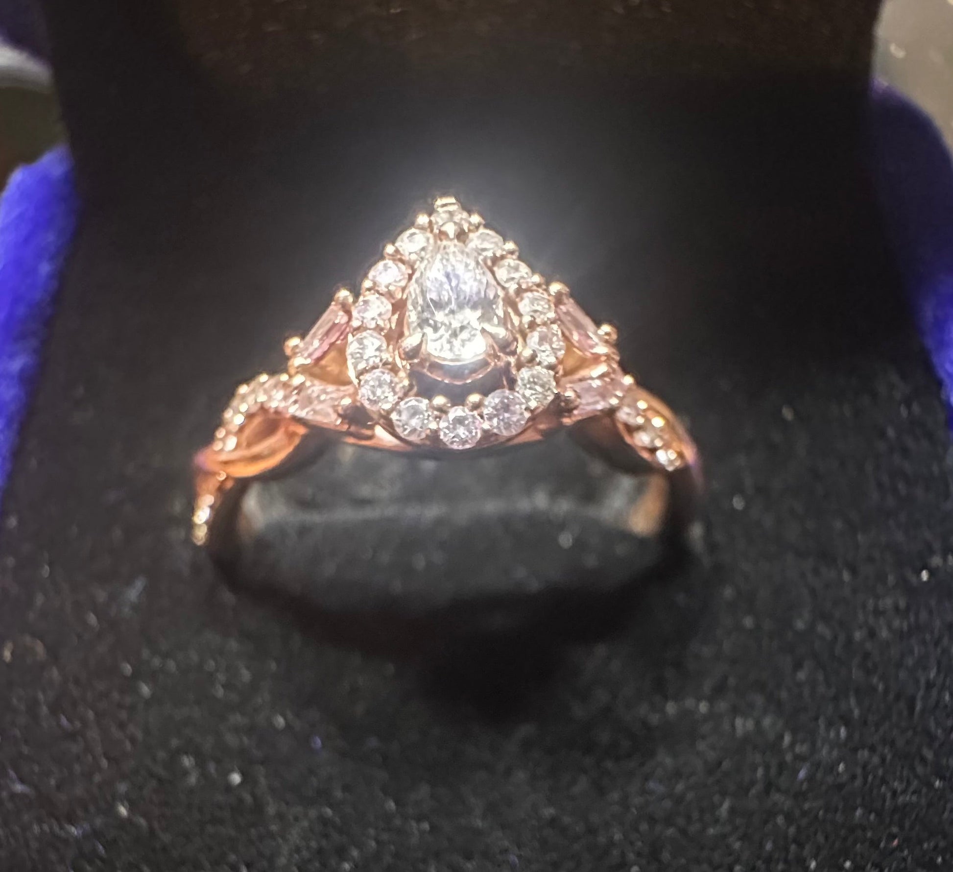 14K Rose Gold Pear Cut Diamond Wedding/Engagement Ring - I Bought a Yard Sale