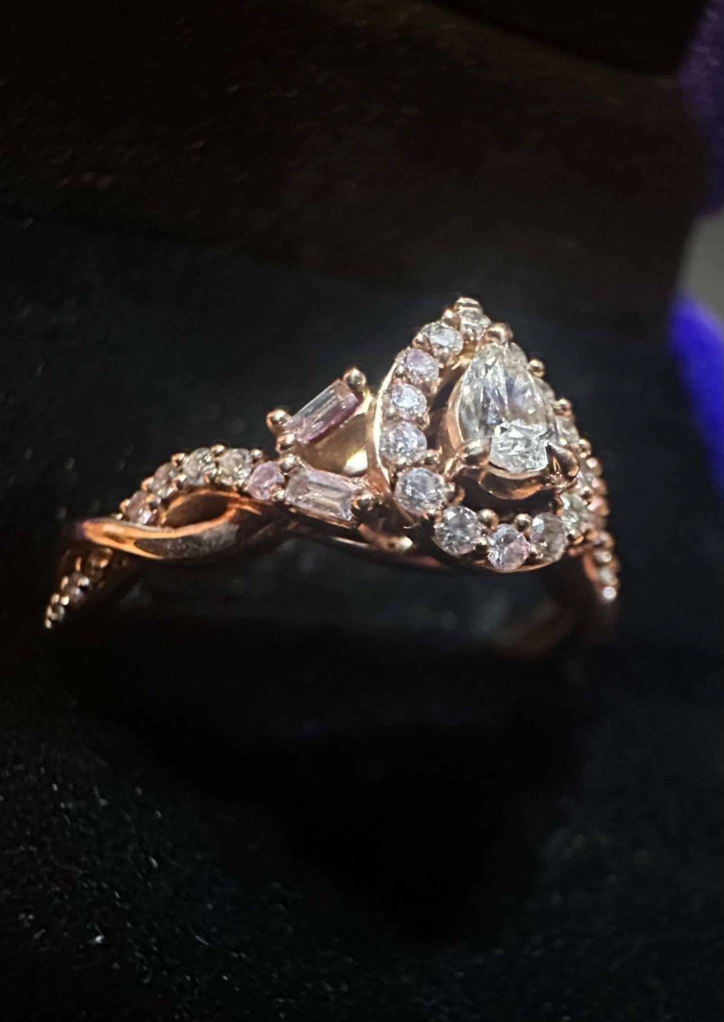 14K Rose Gold Pear Cut Diamond Wedding/Engagement Ring - I Bought a Yard Sale