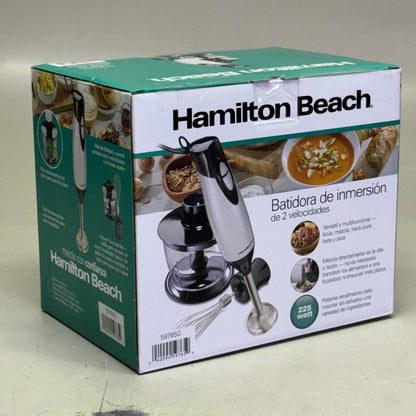HAMILTON BEACH Electric Immersion Hand Blender With Handheld Blending Stick 2 Speed 225 Watts Grey & Black 59765G