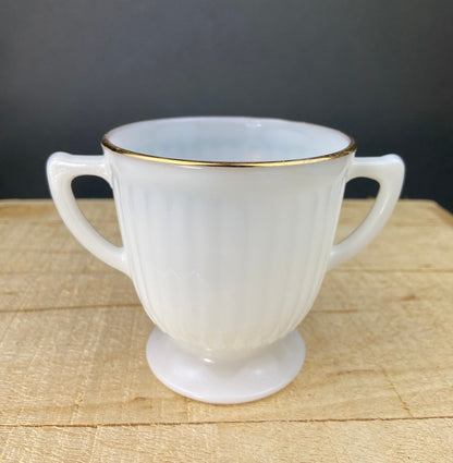 1930s Monax Petalware Opalescent Glass Dinner Plates. White Glass with Gold Rim. Depression Glass 8 Inch Dinner Plates. - I Bought a Yard Sale