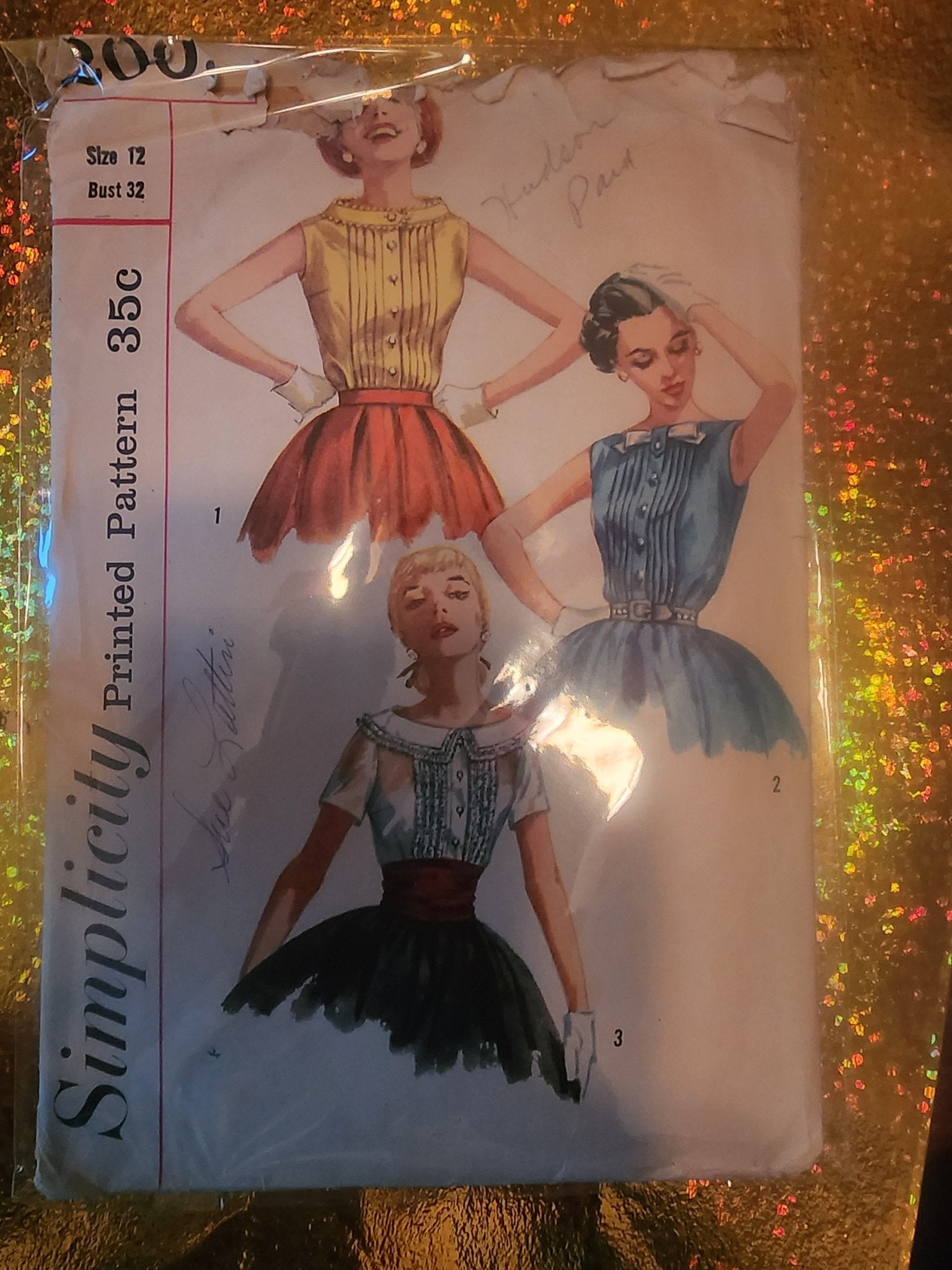 1956 Vintage Simplicity Pattern 2005 blouses. Size 12 - I Bought a Yard Sale
