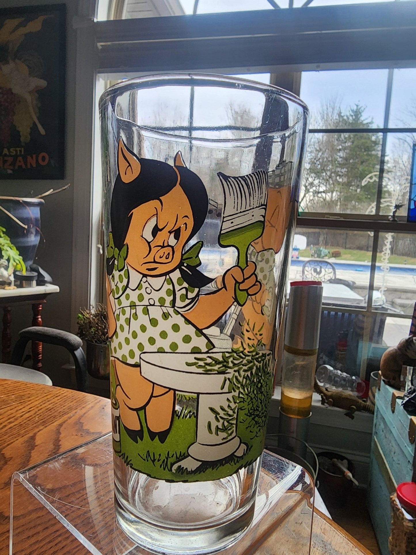 1976 Pepsi Looney Tunes Porky Pig & Petunia Pig Novelty Glass - I Bought a Yard Sale