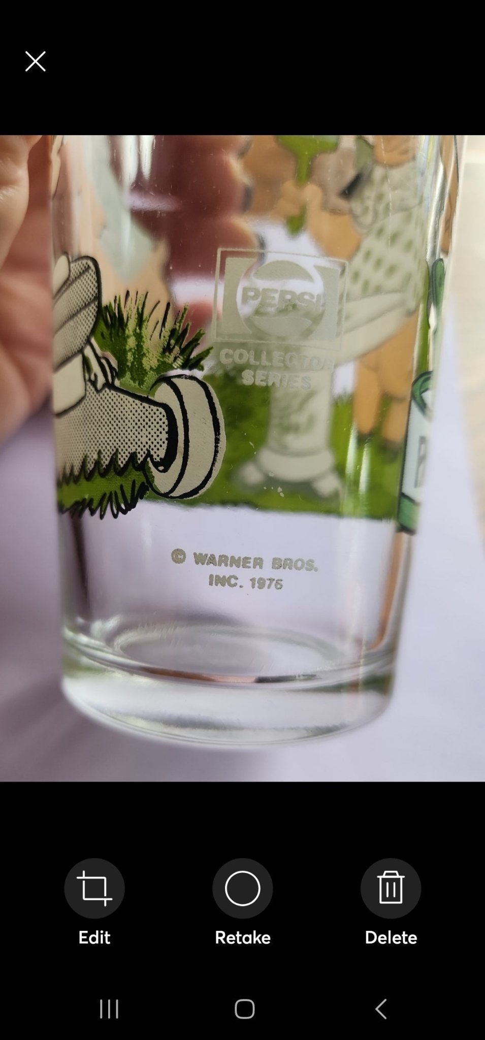 1976 Pepsi Looney Tunes Porky Pig & Petunia Pig Novelty Glass - I Bought a Yard Sale