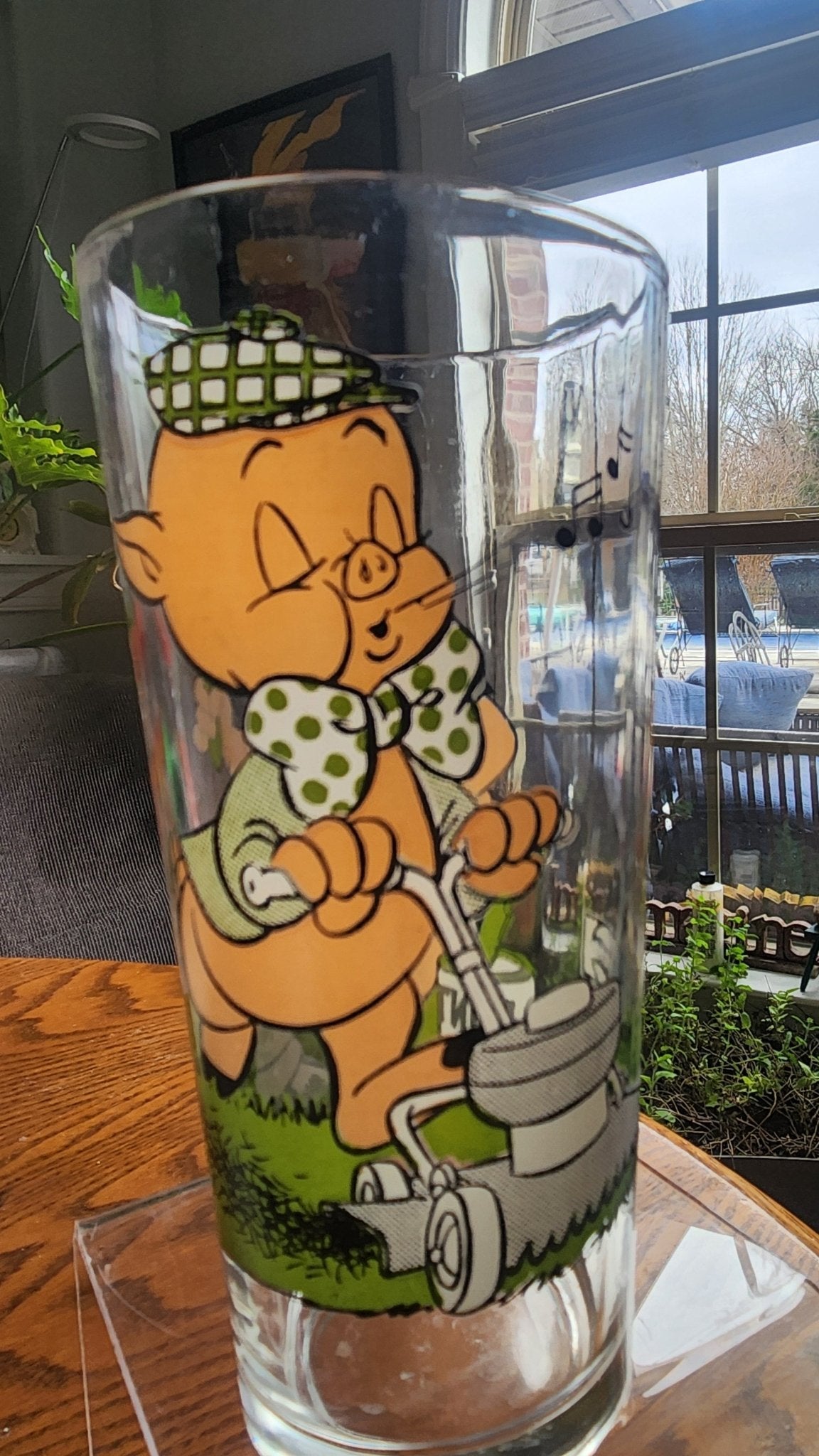 1976 Pepsi Looney Tunes Porky Pig & Petunia Pig Novelty Glass - I Bought a Yard Sale