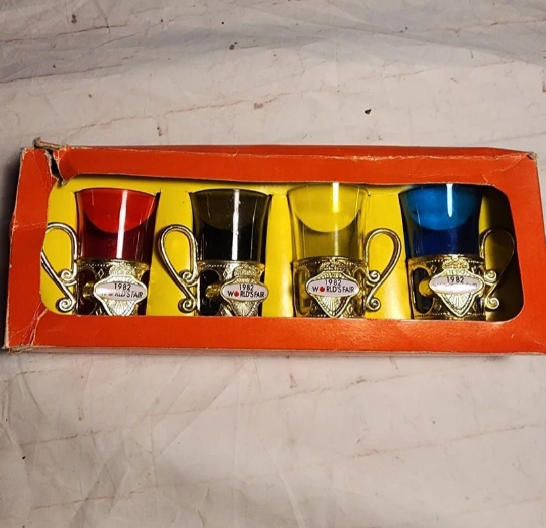 1982 World's Fair Plastic Shot Glasses from Knoxville Tennessee - I Bought a Yard Sale