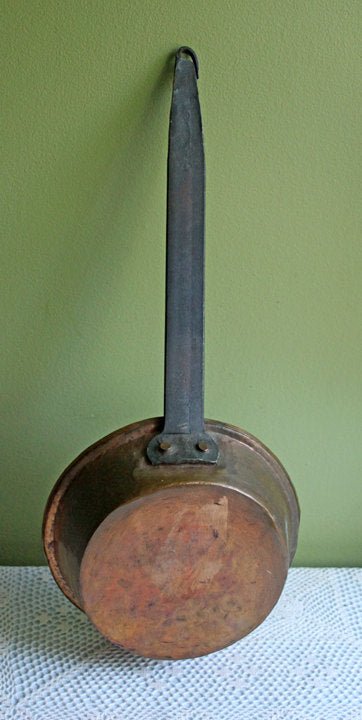 2 Copper Frying Pans with Wrought Iron Handle - Vintage Hand Pounded - I Bought a Yard Sale