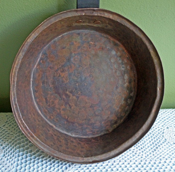 2 Copper Frying Pans with Wrought Iron Handle - Vintage Hand Pounded - I Bought a Yard Sale