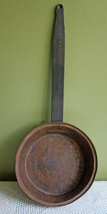 2 Copper Frying Pans with Wrought Iron Handle - Vintage Hand Pounded - I Bought a Yard Sale