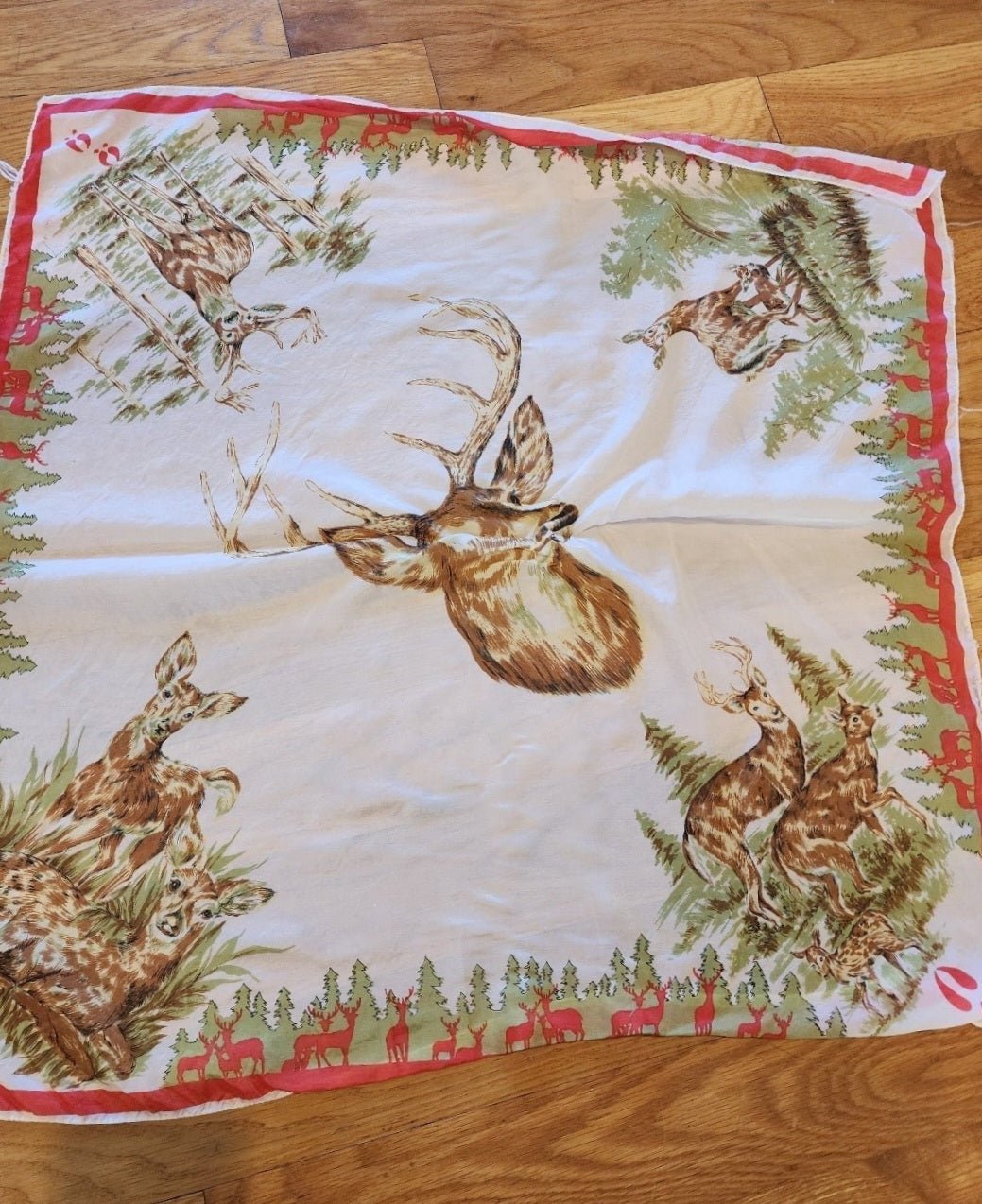 2 Deer Rayon Scarves Vintage Woodland Charm - I Bought a Yard Sale