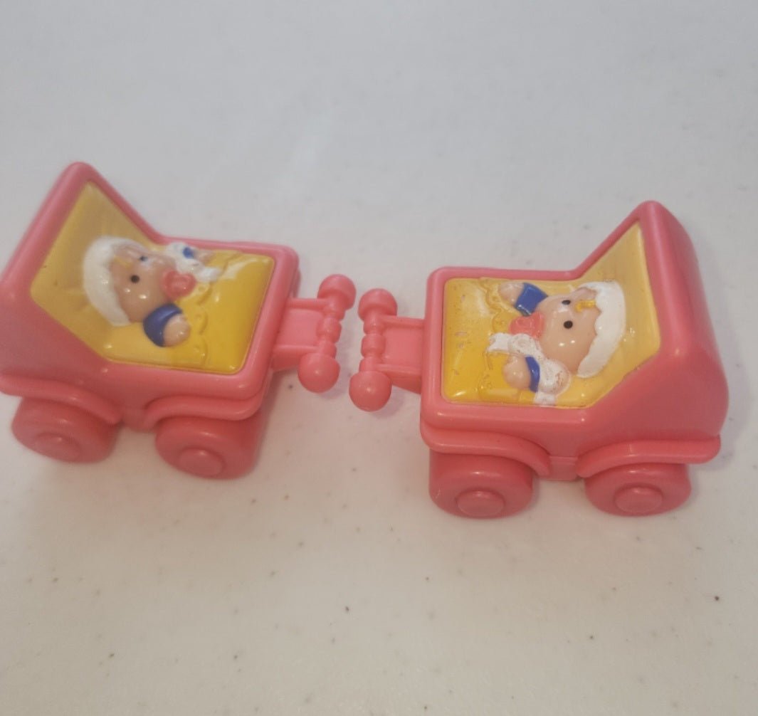 2 Fisher Price Little People BABY IN PINK STROLLER w/Pacifier & Bonnet - I Bought a Yard Sale