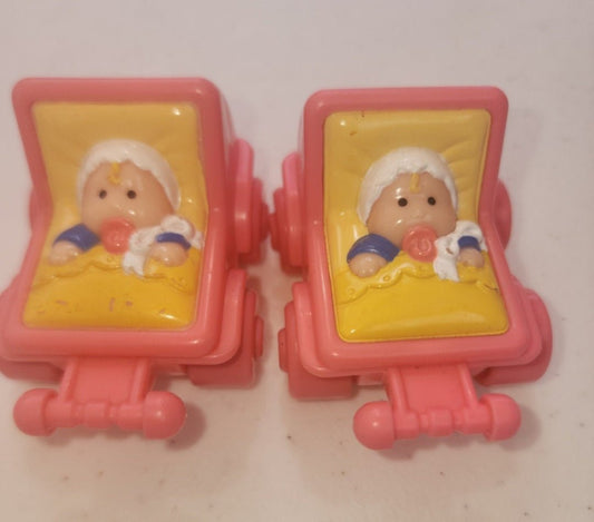 2 Fisher Price Little People BABY IN PINK STROLLER w/Pacifier & Bonnet - I Bought a Yard Sale