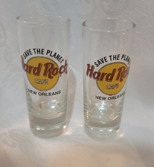 2 Hard Rock Tall Shot Glasses New Orleans - I Bought a Yard Sale