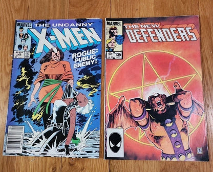 2 Marvel Comic Books Uncanny X - Men & 185 1984 New Defenders 136 1984 - I Bought a Yard Sale