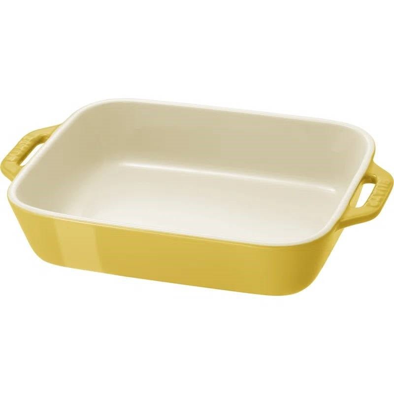 2 Piece Ceramic Stoneware Bakeware Casserole Baking Dish Set in Yellow / Ivory - I Bought a Yard Sale