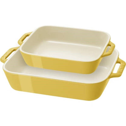 2 Piece Ceramic Stoneware Bakeware Casserole Baking Dish Set in Yellow / Ivory - I Bought a Yard Sale