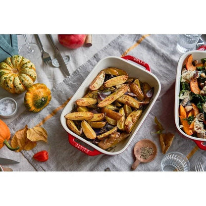 2 Piece Ceramic Stoneware Baking Dish Set in Cherry Red / Ivory - I Bought a Yard Sale