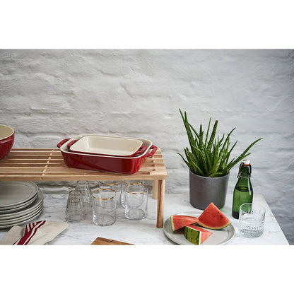 2 Piece Ceramic Stoneware Baking Dish Set in Cherry Red / Ivory - I Bought a Yard Sale