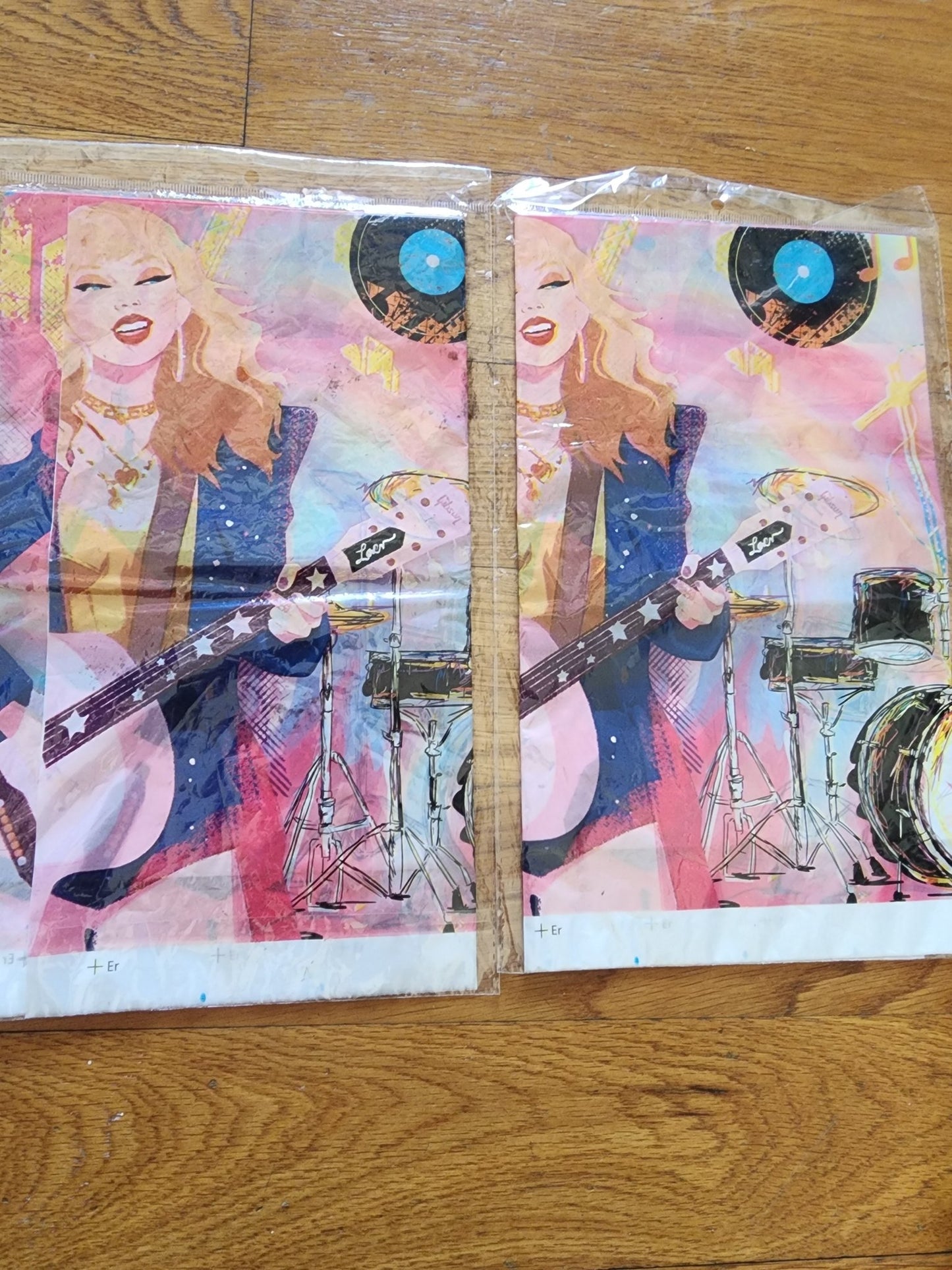 2 Taylor Swift plastic table cloths and a matching flag banner for party - I Bought a Yard Sale