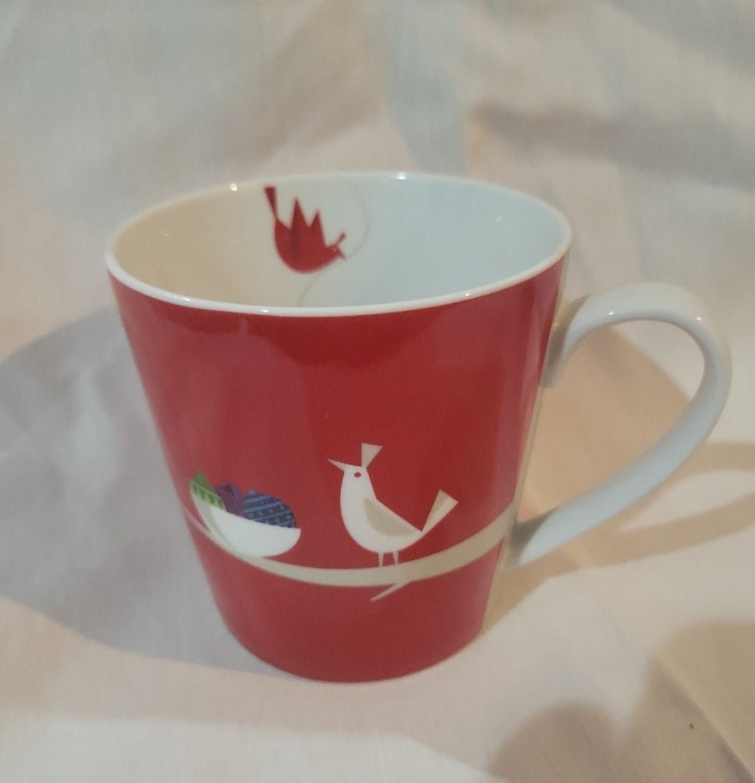 2011 Starbucks Red coffee mug. With Birds like new - I Bought a Yard Sale
