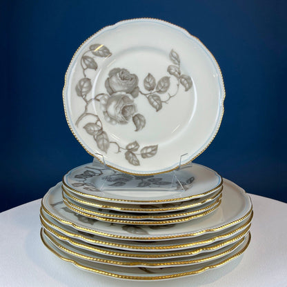 24 Piece Porcelain Dinner Set. Castleton Gloria. Beautiful Neutral Hand Painted Roses. 5 Dinner, Salad, Dessert Plates, Berry Bowls, 4 Cups. - I Bought a Yard Sale