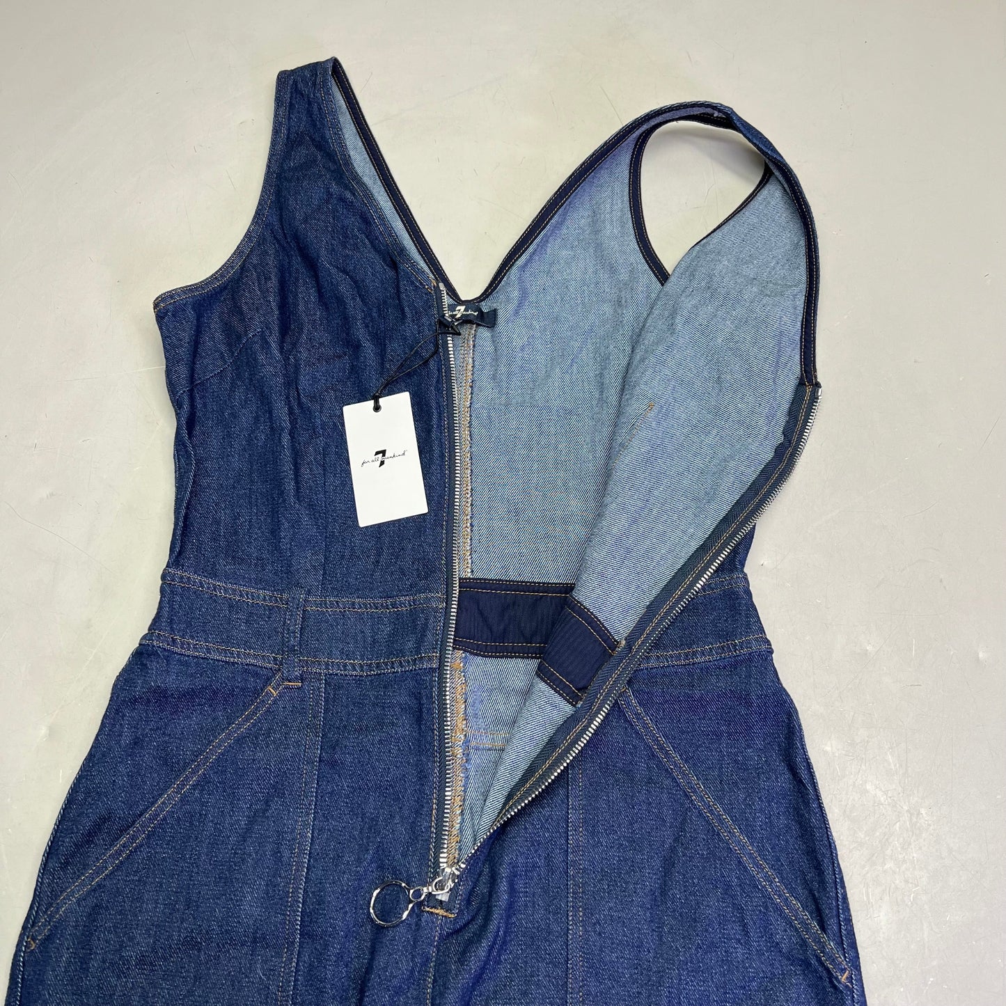 7 FOR ALL MANKIND Soft Denim Zip Up Jumper Womens Sz M Dark Blue AU7190865A WLSR