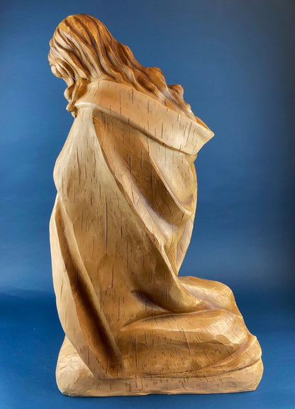 30" Statue of Virgin Mary. Praying Madonna. Wood Like Texture & Color. Religious Figure. Nativity Scene. Place of Worship, Shrine Statue.. - I Bought a Yard Sale