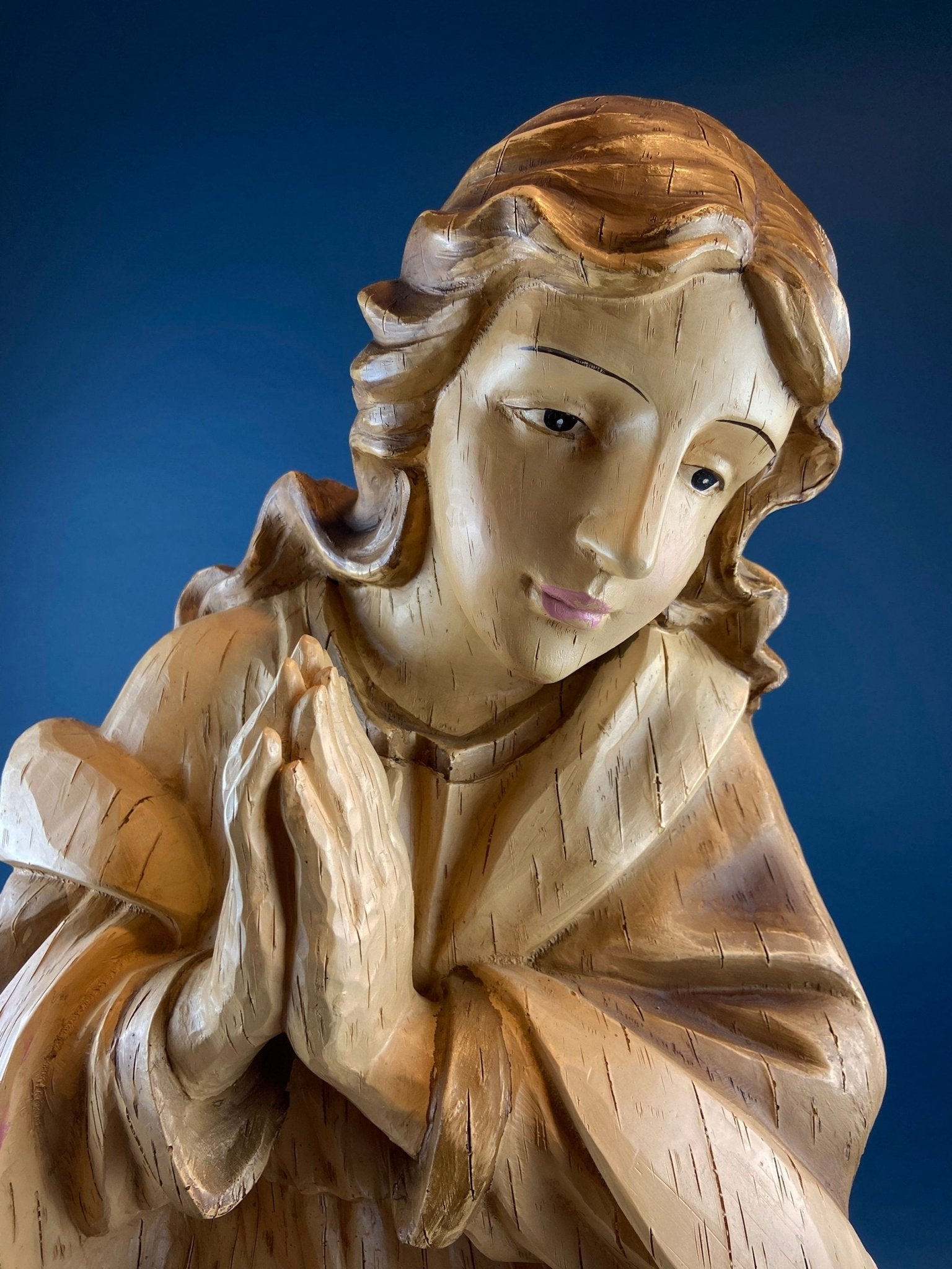 30" Statue of Virgin Mary. Praying Madonna. Wood Like Texture & Color. Religious Figure. Nativity Scene. Place of Worship, Shrine Statue.. - I Bought a Yard Sale