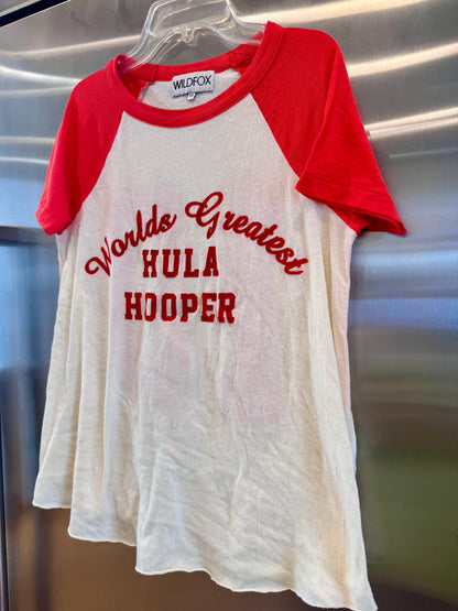 Wildfox Wildfox World’s Greatest Hula Hooper Raglan Women’s Top - Red * Pre-Owned *