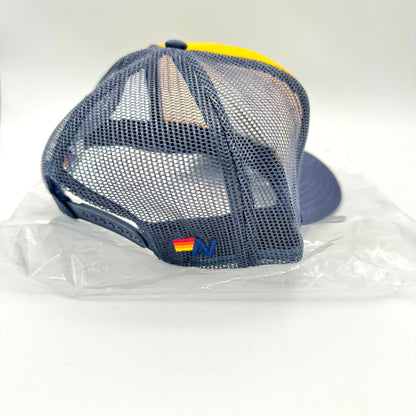 Aviator Nation Aspen Palm Tree Festival Trucker Hat - Navy / Gold