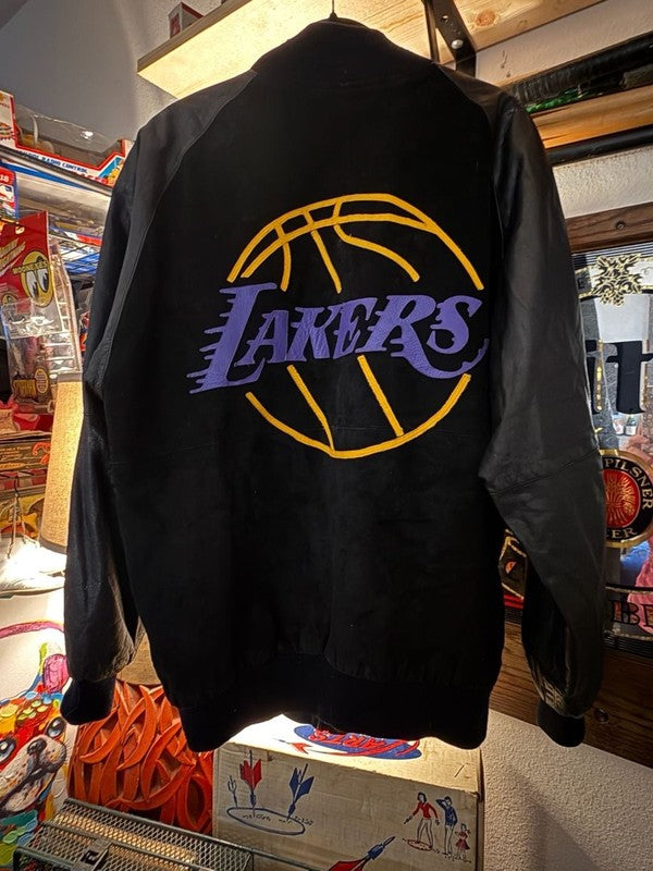 Vintage Starter Los Angeles Lakers Genuine Leather Suede Bomber Jacket
