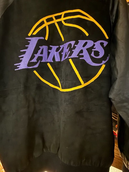 Vintage Starter Los Angeles Lakers Genuine Leather Suede Bomber Jacket